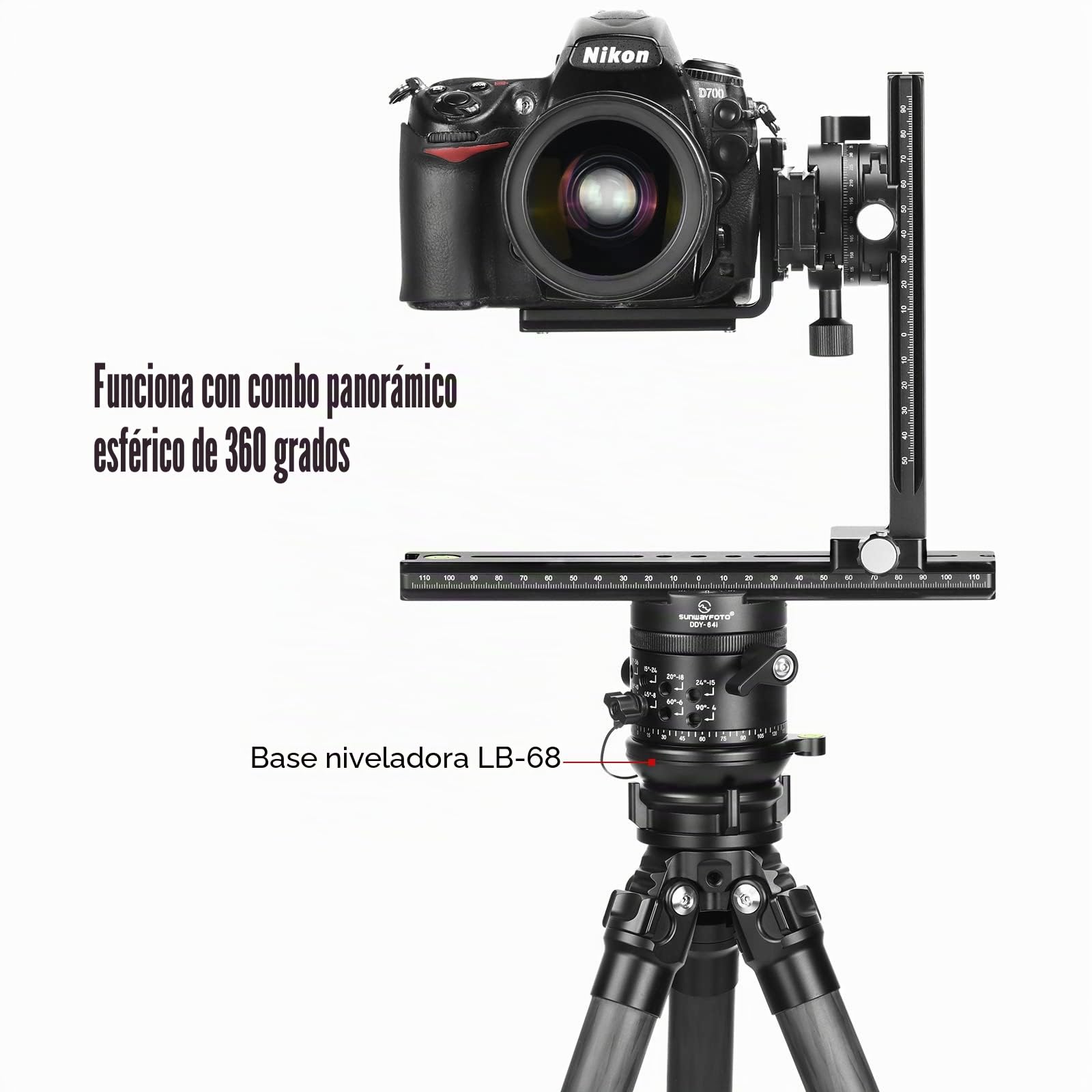 SUNWAYFOTO Cabezal de trípode con Base de nivelación LB-68, Capacidad de Carga de 10 kg