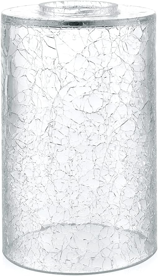 Skelang Crackle Lip-less Glass Lamp Shade, Cylindrical Light Cover with Fitter Opening, Replacement for Chandelier, Pendant, Bathroom Vanity Light, 2 Pcs