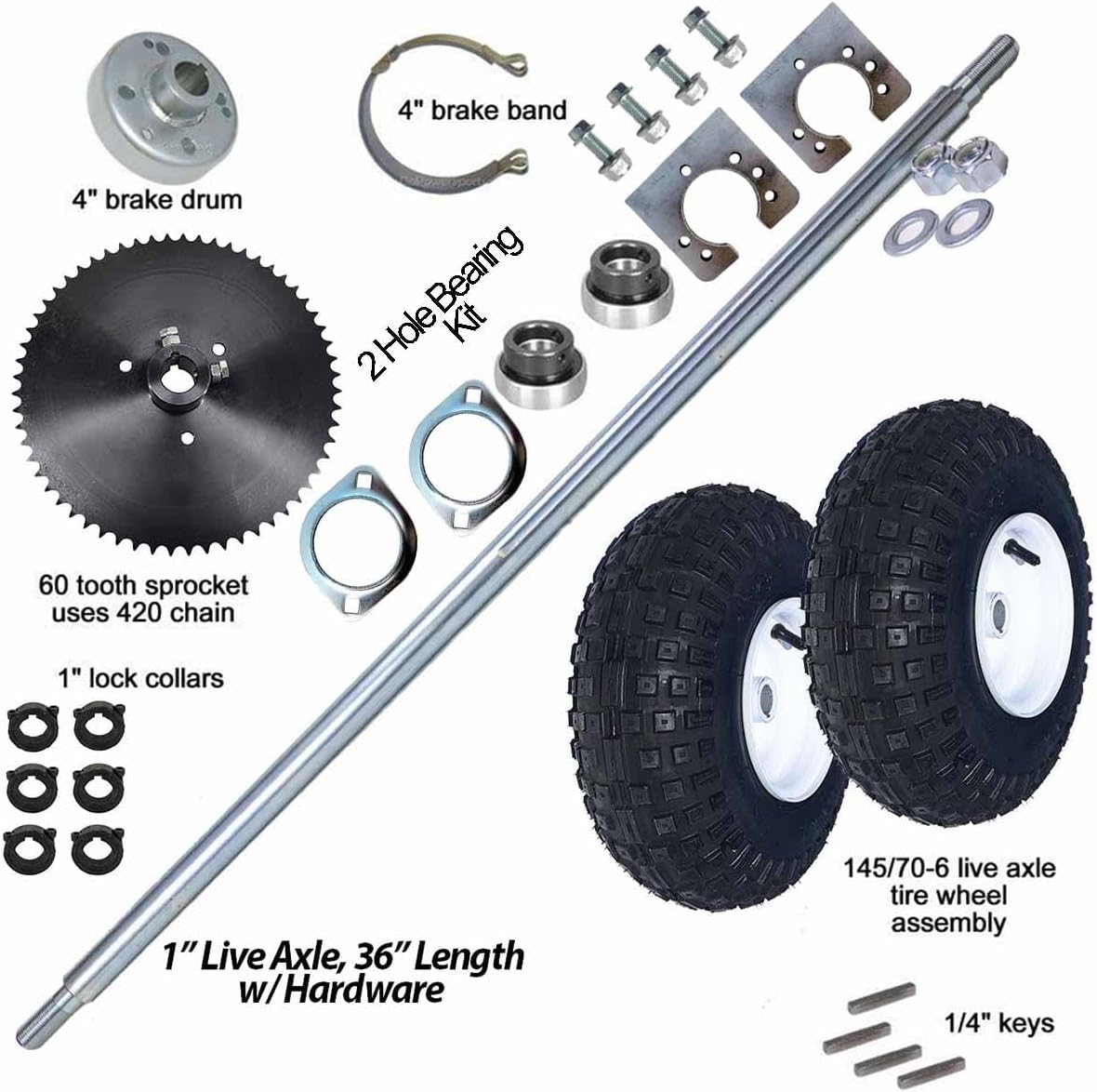 GoPowerSports Go Kart 6" Live Axle Kit w/ 40" Axle Automotive