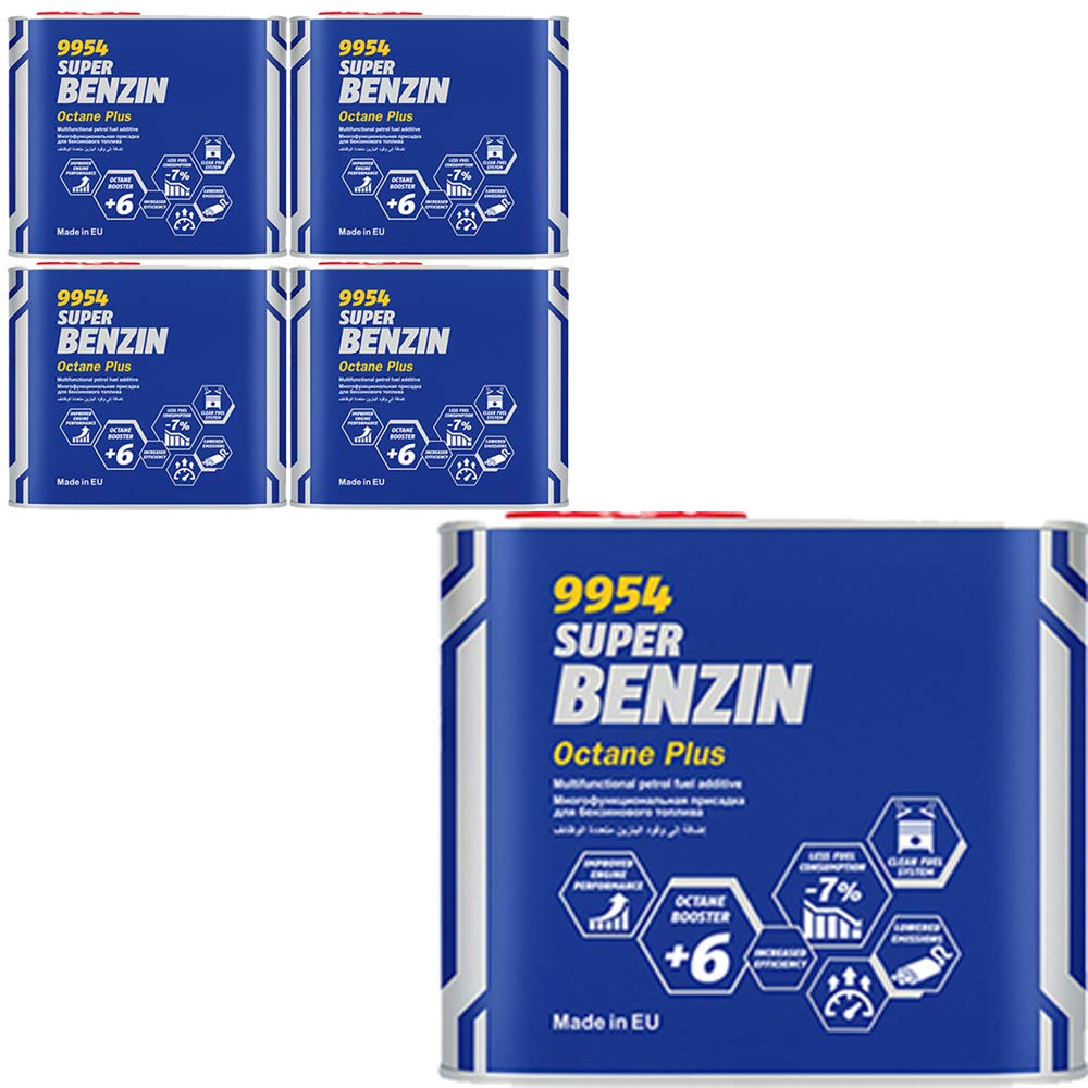 MANNOL 5 x 500ml, Super Benzin Octane Plus 9954 oktanzahlerhöhendes Benzinadditiv (12,20€/l)