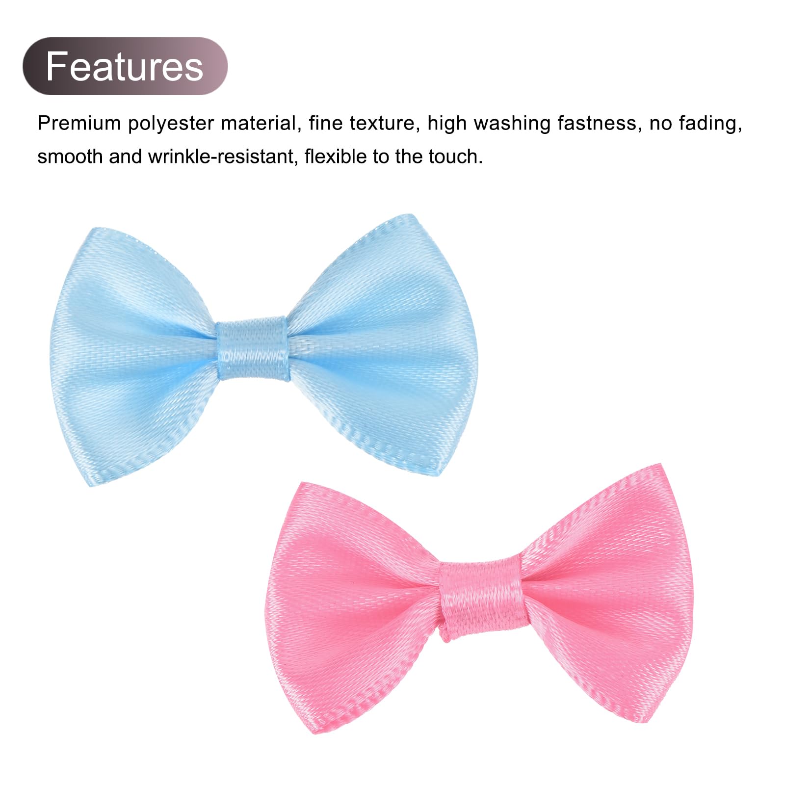 QUARKZMAN 50 Piezas de Lazos Rojo Rosa Claro y Azul 3.8 X 2.5 Cm Mini Moño para Manualidades Lazos de Satén Pequeños a Granel para Costura DIY Scrapbooking Decoración del Hogar
