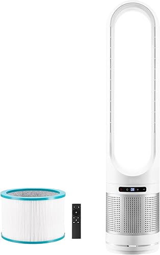 VEVOR Ventilador de torre sin aspas, ventilador de piso de velocidad de 15.4 piess que sopla aire frío, ventiladores oscilantes de 80 de 8