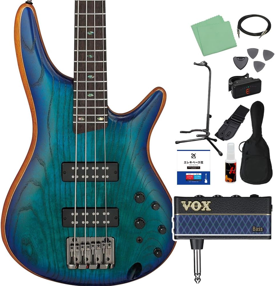 Ibanez SR4AH SPL ベース 初心者12点セット 【ヘッドホンアンプ付】 アクティブ／パッシブ切替 24フレット サファ