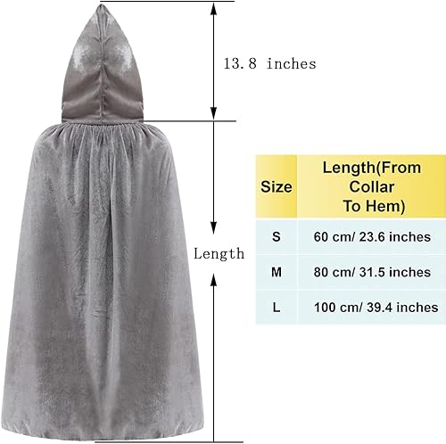 Miniatura 8 de KNELOR Kids Hooded Velvet Cloak Robe Halloween Cosutme Cape Fancy Cosplay Costumes 3 to 16 Years