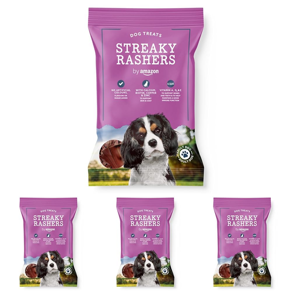by Amazon - Streaky Rashers Hundesnack 85g (Packung mit 4)
