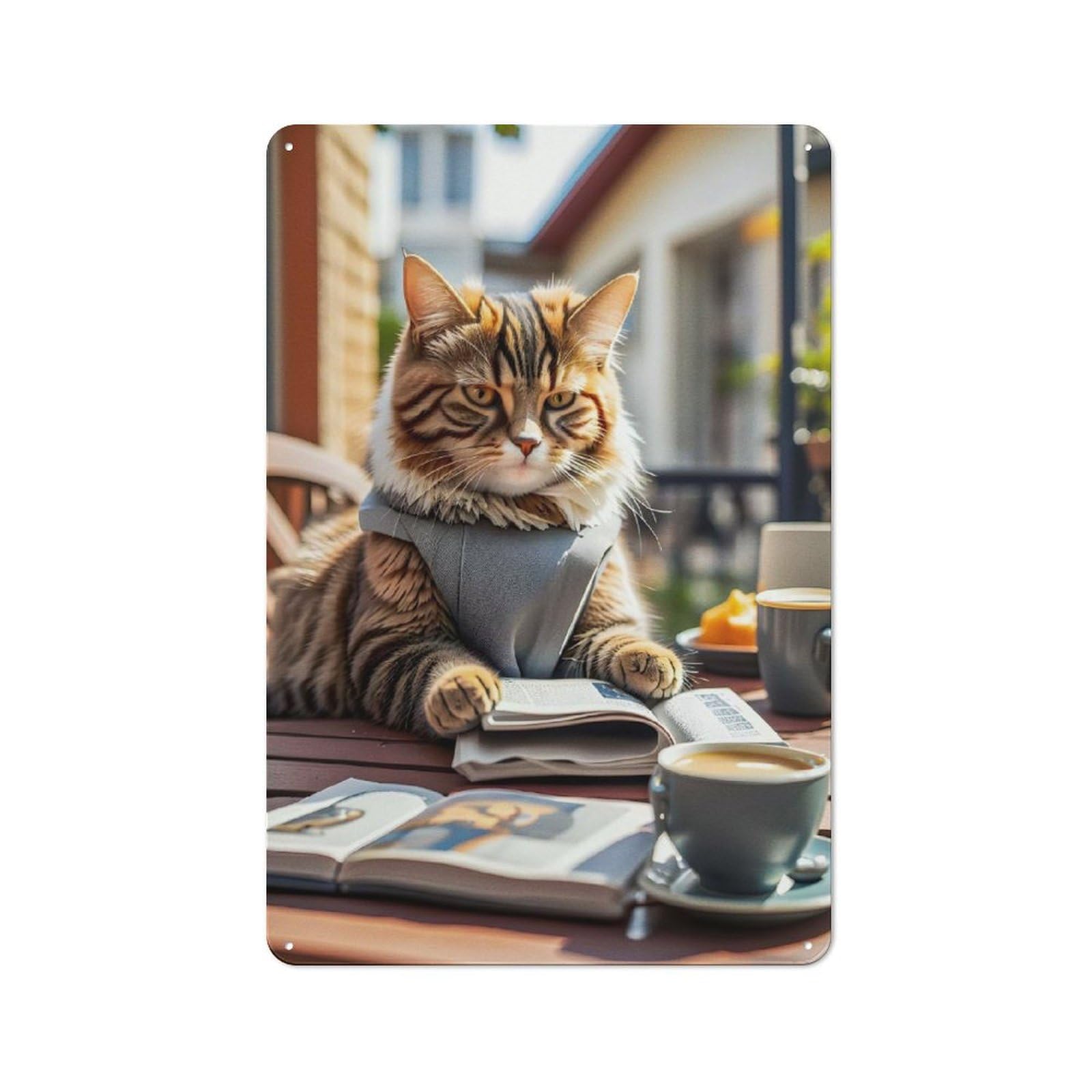 Nostalgic Cute Cat Decorative Tin Sign 30x20cm, Vintage Wall Decor for Lounge, Study, Pub Or Wall Gallery