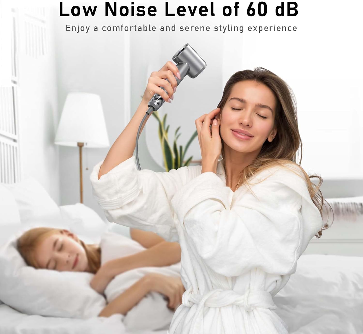 Catlyn Hair Dryer with Diffuser for Curly Hair - 110, 000 RPM Brushless Motor 200 Million Negative Lonic 1600W Professional Blow Dryer Low Noise Fast Drying - for Home Travel Women Gift (Silver)
