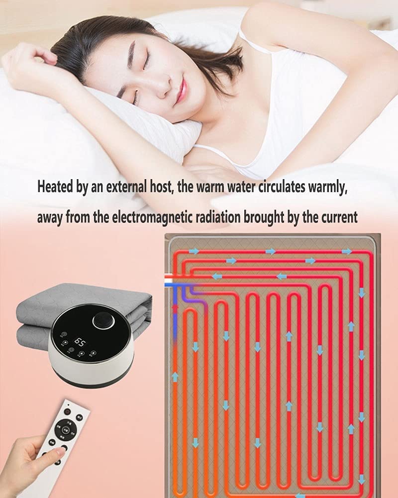 Manta calefactora eléctrica Manta calefactora, colchoneta calentada por agua for otoño e invierno, cama calefactora con circulación de agua segura sin radiación for ancianos, niños, mujeres embarazada