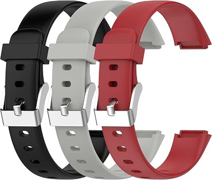 Straps Compatible with Fitbit Luxe        Black/Gray/Red, Large