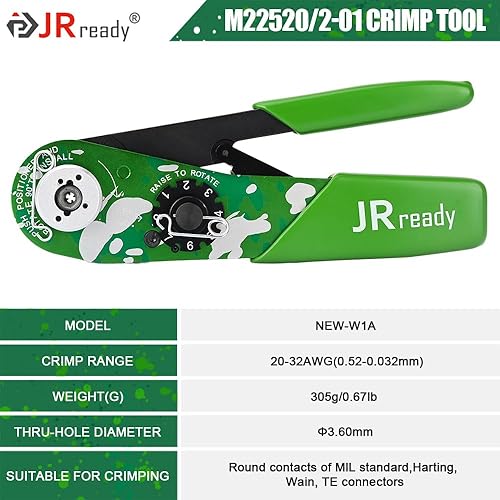 Miniatura 7 de JRready YJQ-W7A Aerospace PinSoc Herramienta de prensado de hendidura ajustable intermedia 16-28AWG