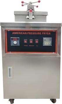 CNC High Pressure Fried Chicken Machine 45L LPG Fried Chicken Stove Commercial Deep Fryer with Triple Safety Valve Protection Restaurant Frying Machine Fry 6-8 Ducks at A Time 110V