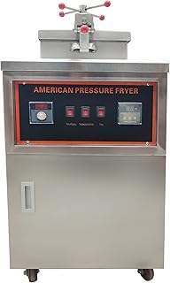 CNC High Pressure Fried Chicken Machine 45L LPG Fried Chicken Stove Commercial Deep Fryer with Triple Safety Valve Protection Restaurant Frying Machine Fry 6-8 Ducks at A Time 110V