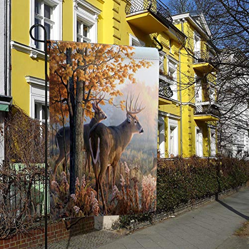 Autumn Nature Wildlife Animal Deers Hunting Season Garden Flag 28 X 40 Inch Spring Summer Decorative Double Sided For Indoor & Outdoor Party Yard #TOP1