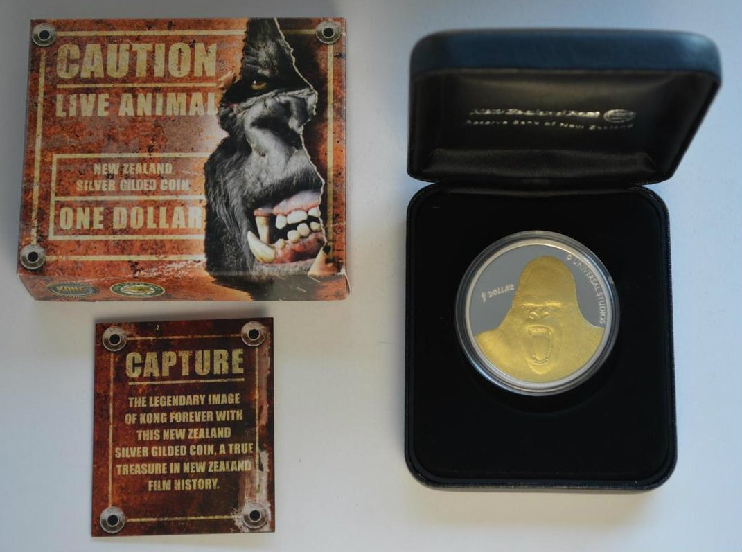 2005 NZ Silver Dollar Proof Coin - King Kong $1 Uncirculated Reserve Bank Of New Zealand
