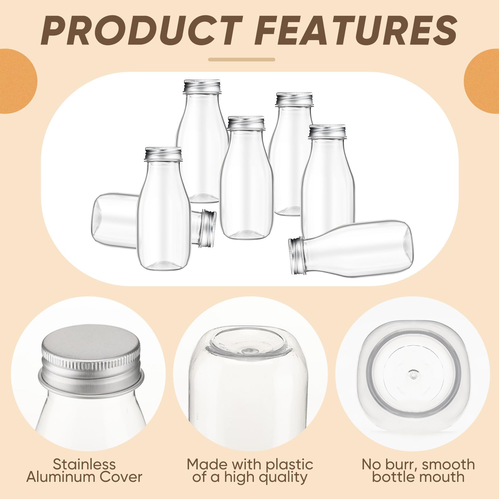 Zhehao 60 Pack 4oz Juice Shot Bottles with Lids Plastic Mini Milk