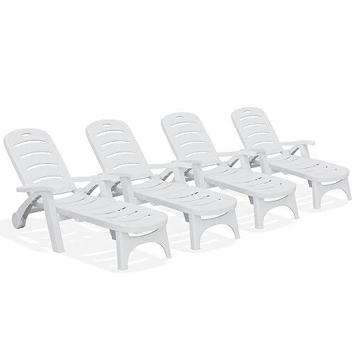 YITAHOME Outdoor Chaise Lounge on Wheels, Set of 4 PP