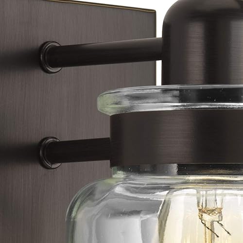 Miniatura 7 de Progress Lighting P300045-020 Calhoun Collection - Lámpara de tocador de baño de cristal transparente, 1 luz, bronce antiguo