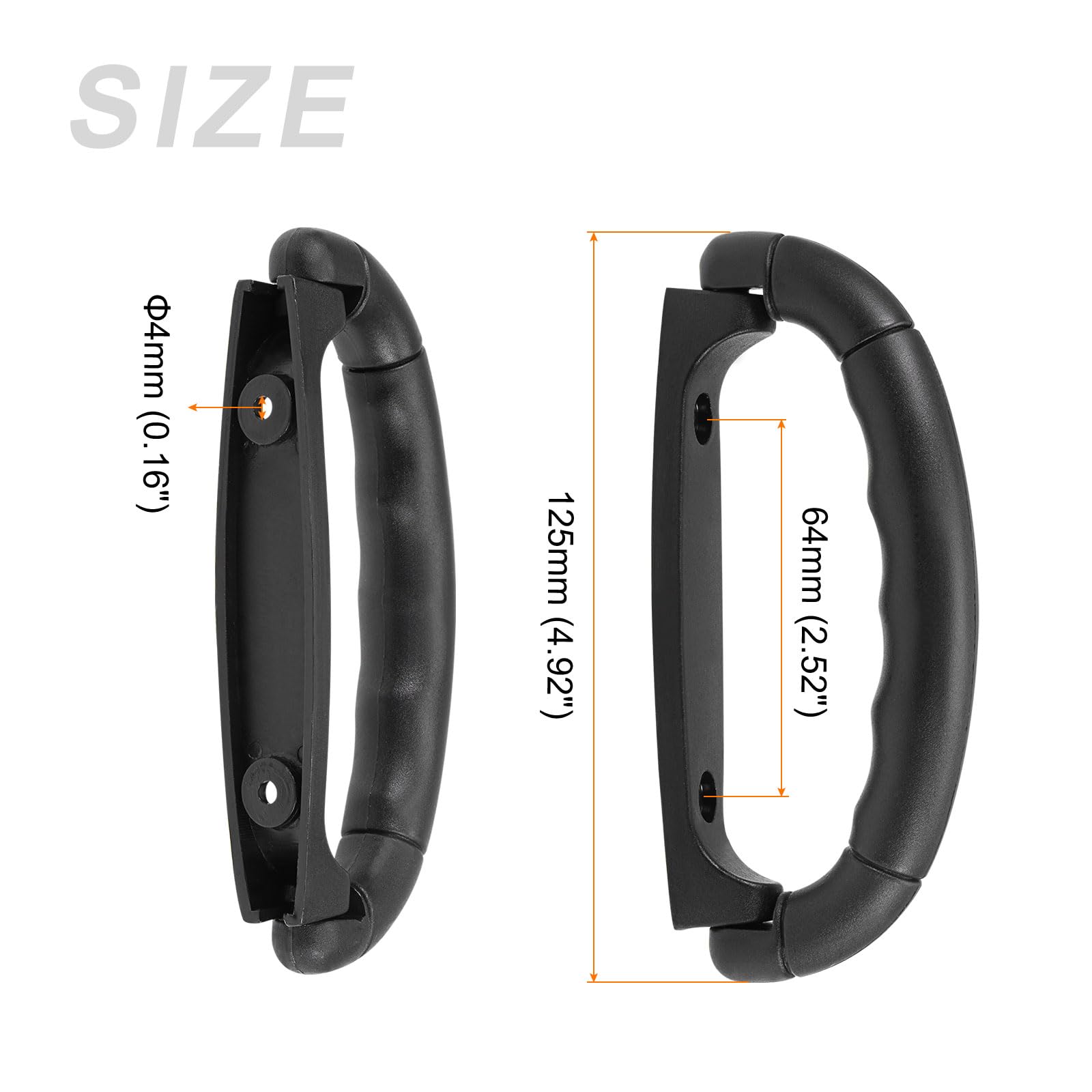 METALLIXITY Luggage Handle (125mm/4.92") 2Pcs, Plastic Pull Handle Grip Replacement - for Home Box Case Suitcase Black - Image 2