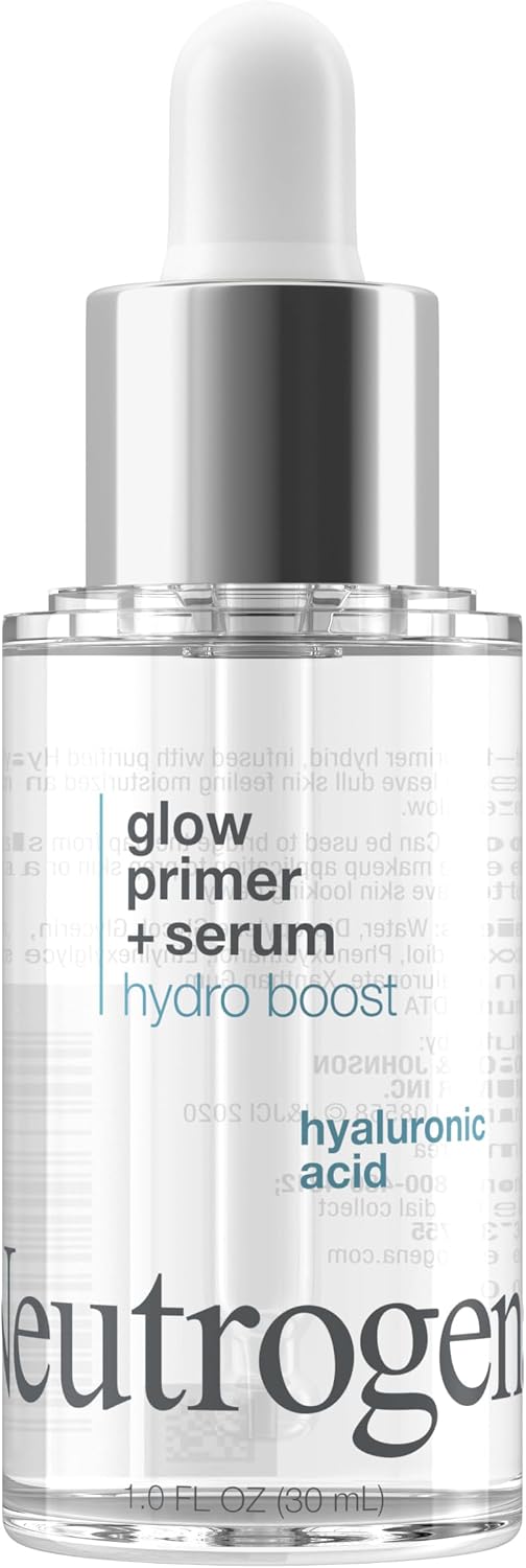 Neutrogena Hydro Boost Glow Booster Primer & Serum, Hydrating & Moisturizing Face Serum-to-Primer Hybrid, Infused with Purified Hyaluronic Acid & Designed to Instantly Hydrate, 1.0 fl. oz