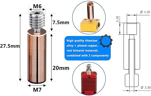 Miniatura 2 de POLISI3D Upgrade All Metal Ender 3 Volcano Hotend High Flow High Speed, Bimetal Heatbreak Plated Copper Heater Block Boquilla antiadherente para