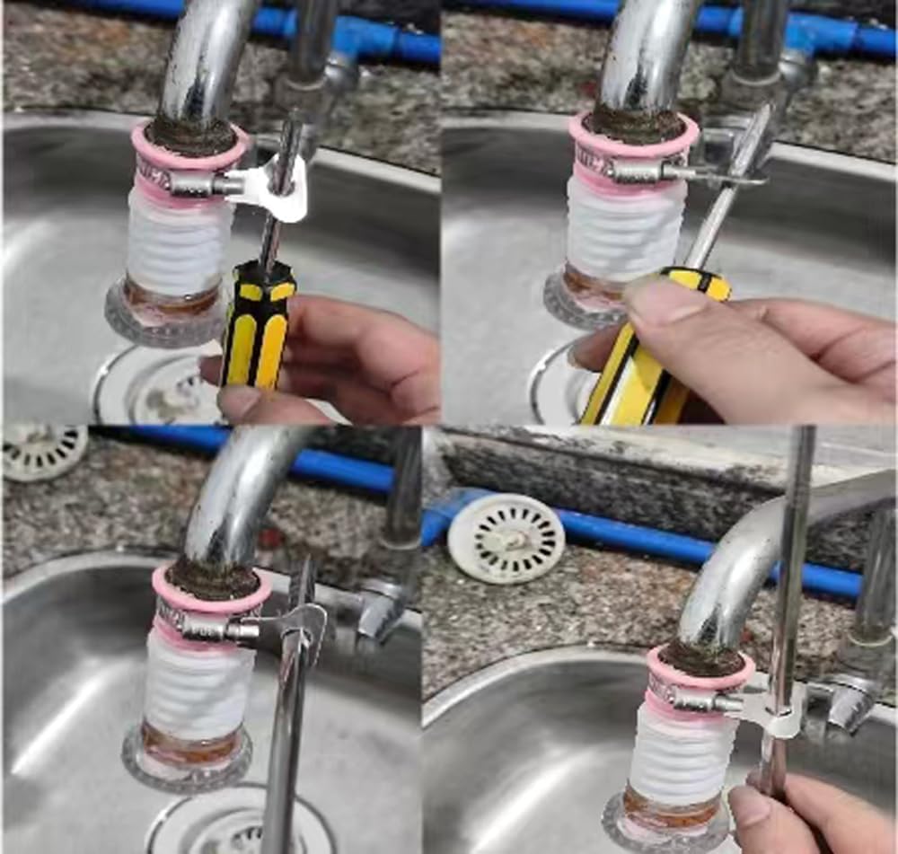10-Pack 304 Stainless Steel Hose Clamps with Adjustable Thumb Screw, Key-Type Design, 8mm Bandwidth, Ideal for Plumbing, Automotive, and Machinery Applications (Size:21-44mm(13/16"-1 3/4")