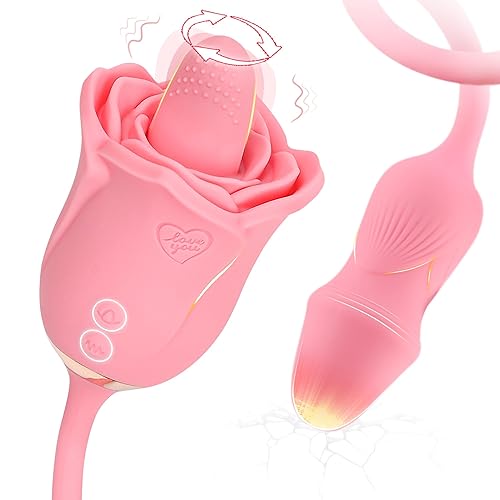 Vibrator Adult Sex Toys for Women,3 in1 Rose Clitoral Stimulator for Adult Toys with 360 Tongue Rotating and Dildo Vibrator,Couple Sex Toys,Sexual Pleasure Tools for Women