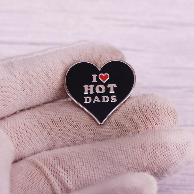 Image of I love MILFs Hot DADS Hot Moms Spicy Mom heart shaped Enamel Lapel Pin brooch badge Jewelry accessories