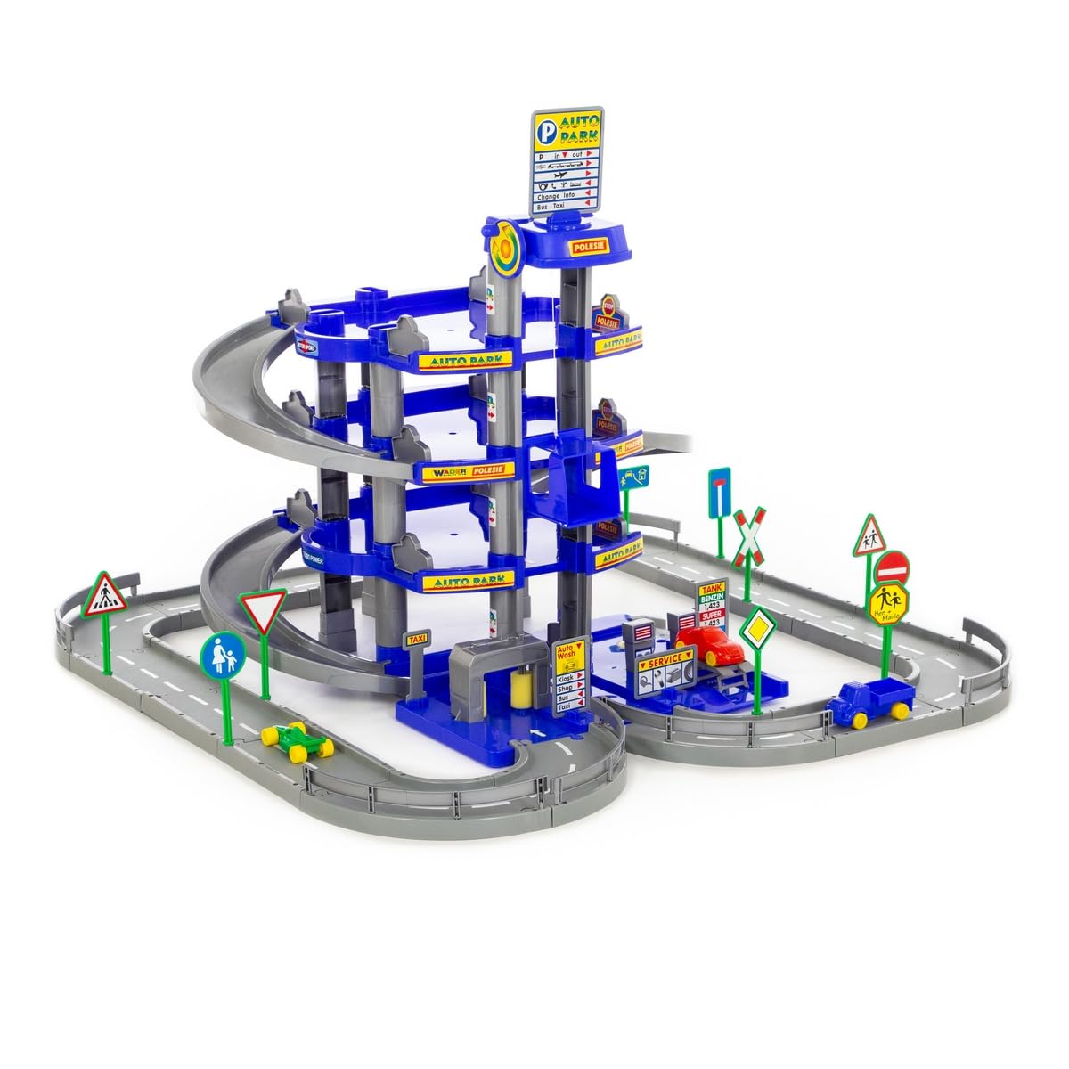 Polesie Wader Parkgarage con 4 Livelli con Strada Gioco e Auto, Blu