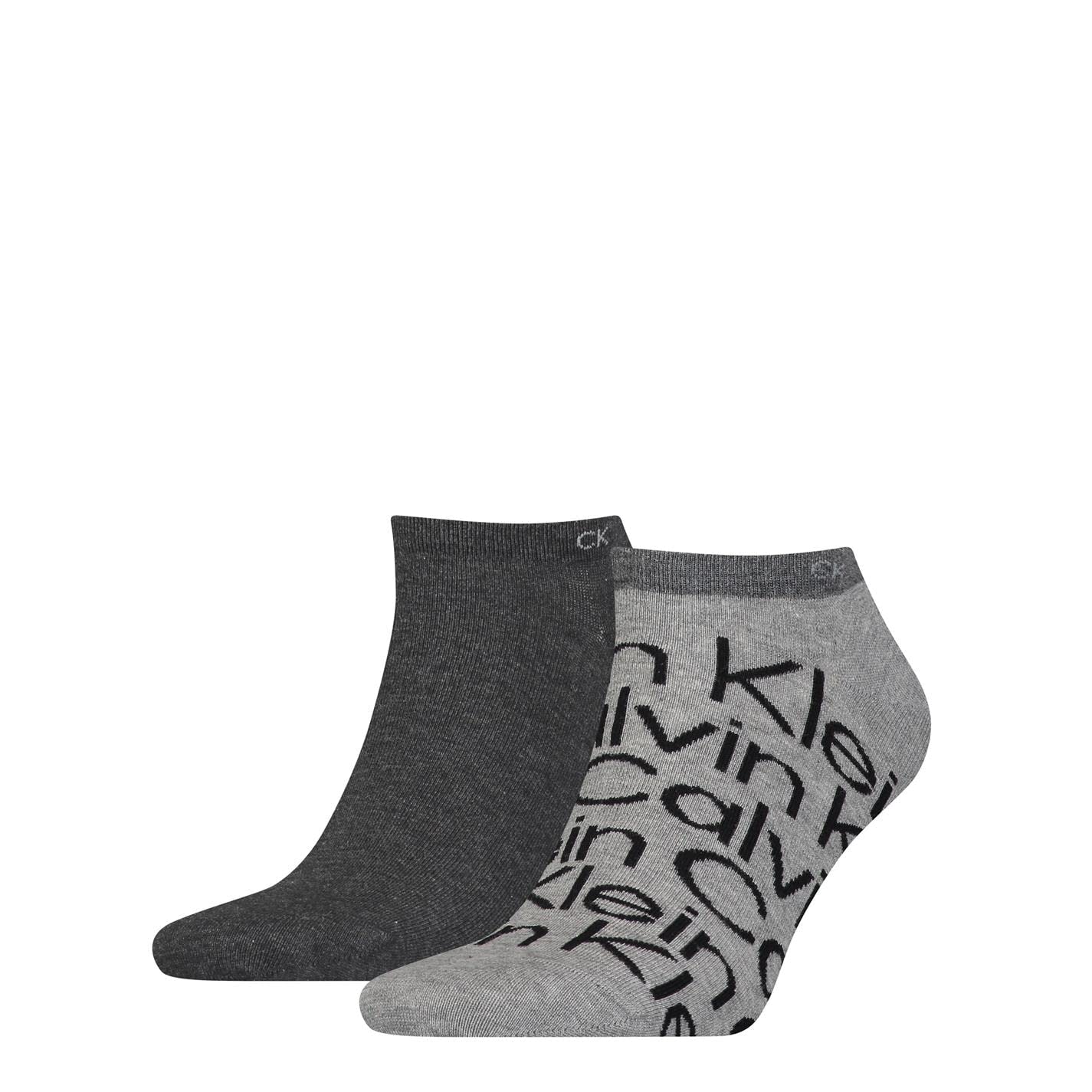 Calvin Klein Men's Mid Grey Melange Logo Liner Socks 2 Pack Sneaker, 39/42
