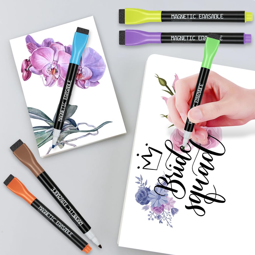 Pennarelli Lavagna Bianca Magnetici - Set 8 Penne Cancellabili Con Punta Fine Per Scuola, Ufficio E Casa - Foto 7