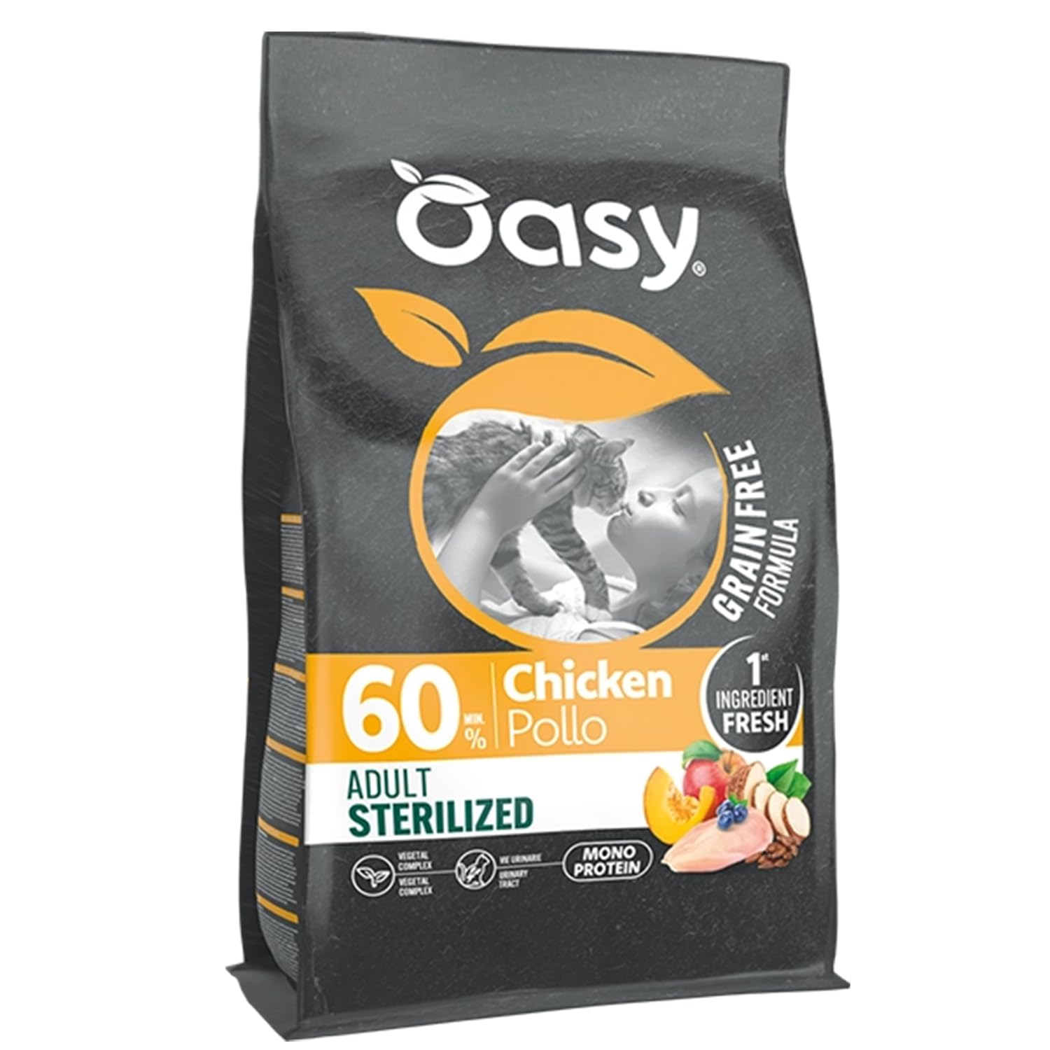 Oasy Cat Grain Free Adult Sterilized | Pollo | Cibo Secco per Gatti Sterilizzati | Sacco da 6 Kg