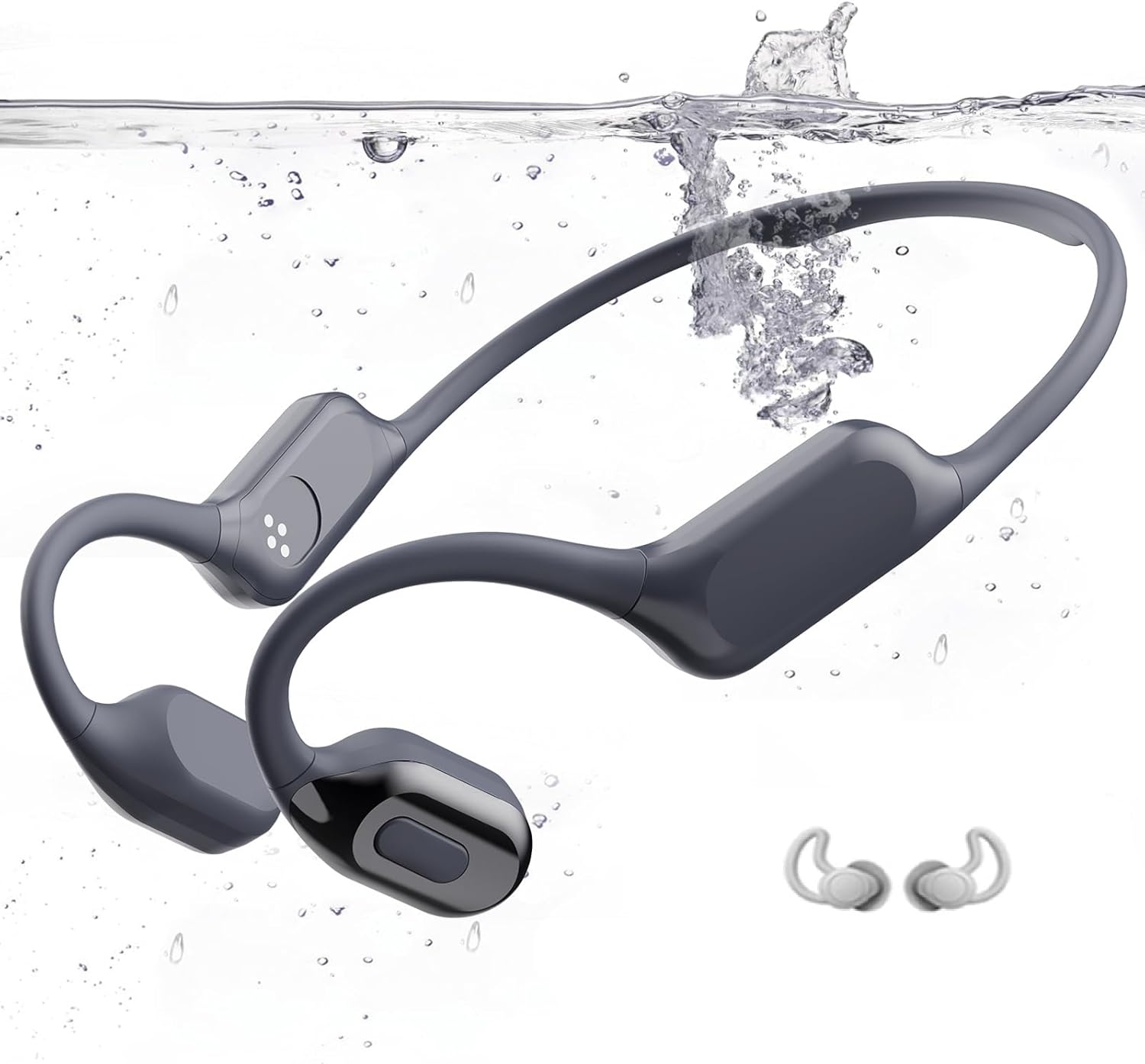 Bone Conduction Headphones IPX8 Waterproof Swimming Headphones Open Ear Headphones with MP3 Mode 32GB Memory 8H Playtime Bluetooth 5.4 Ear Buds Secure Fit for Running