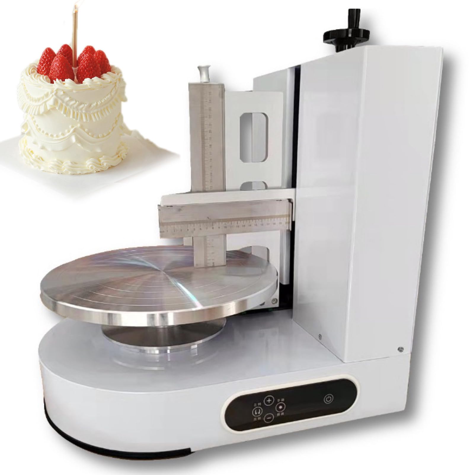 Machine à Étaler la Crème de Gâteau Automatique Gâteau d'anniversaire Machine à Étaler la Crème Électrique Revêtement de Gâteau Machine à Lisser,White