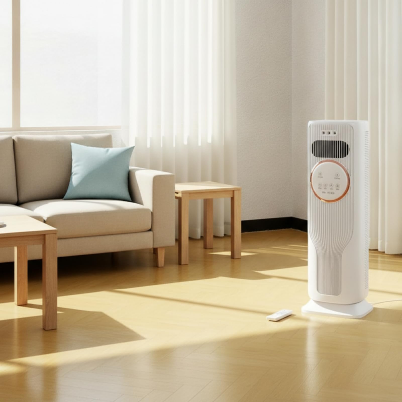 LOVIVER Ventilatore Condizionatore Portatile Ventilatore Torre Slim Riscaldatore Stufa Elettrica Raffrescatore d'Aria con Display Frontale E Telecomando, Bianco