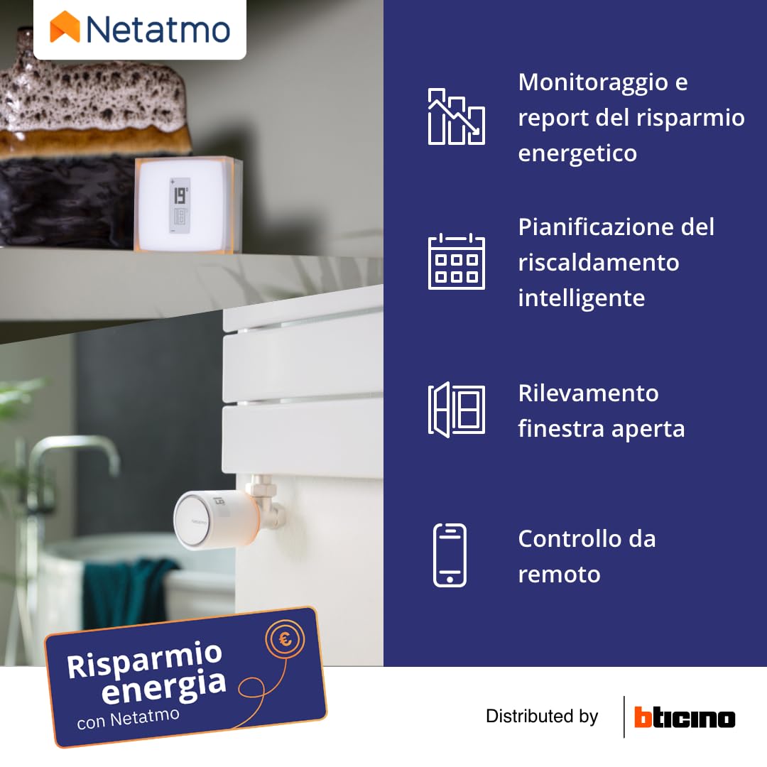 Netatmo Pack 3 Valvole Termostatiche WiFi, Controllo Remoto, Risparmio Energetico, Accessorio per Radiatori, Compatibile con Alexa e HomeKit, Installazione Facile, NBU-NAV-EU