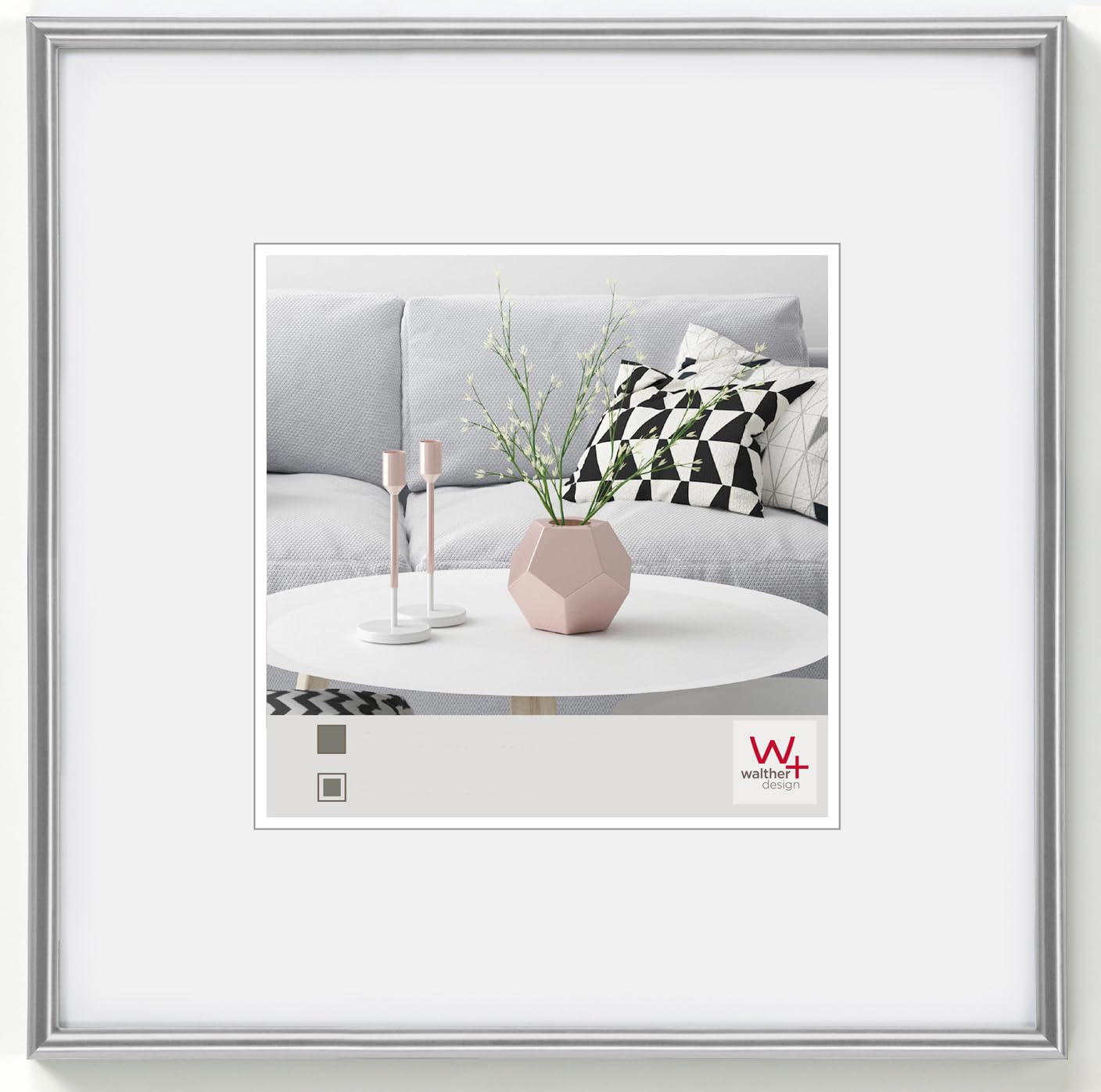 walther design Bilderrahmen silber 20 x 20 cm Galeria Kunststoffrahmen KS220H