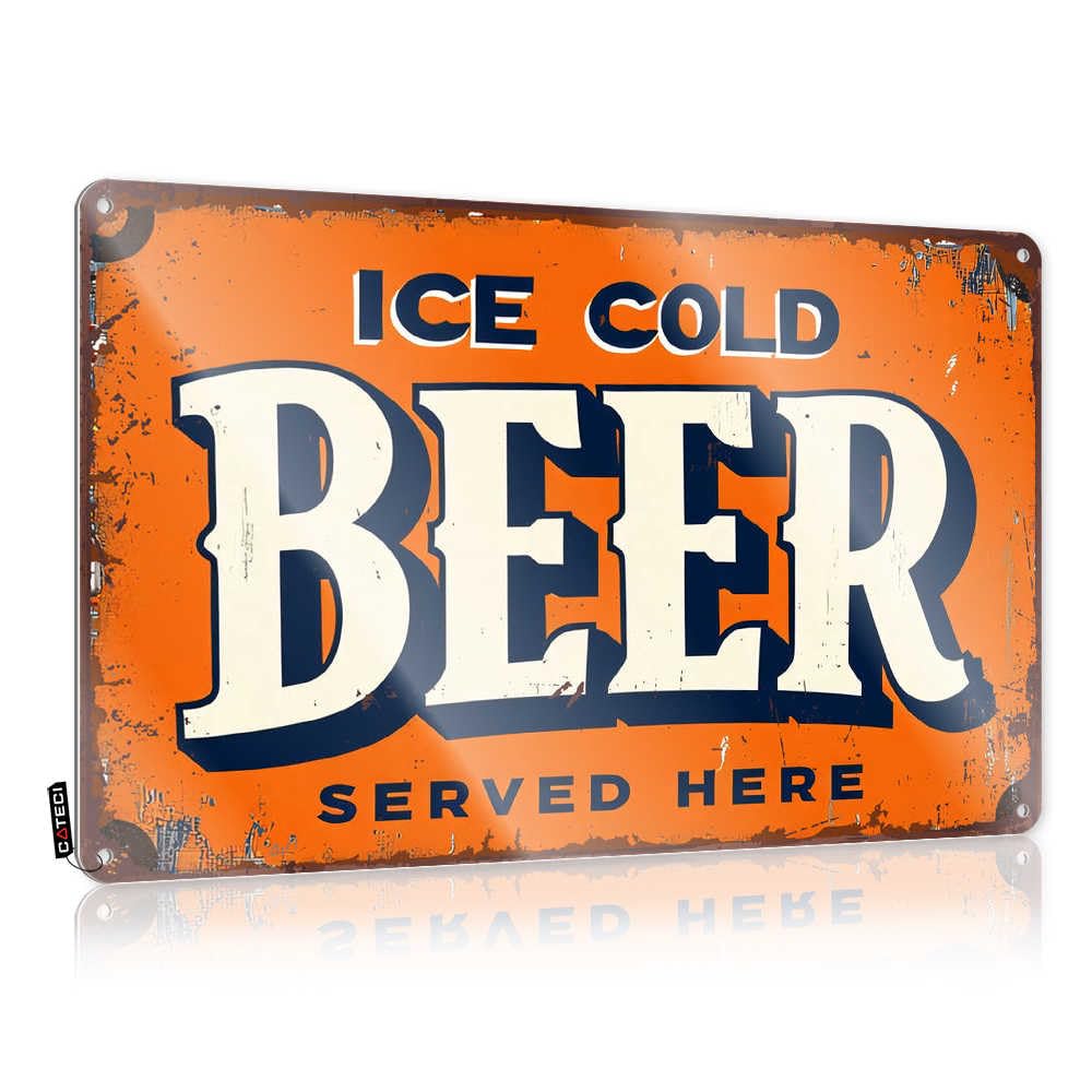 Fzfn Colour Posters Essentials Classy Vintage Sign: Ice Cold Beer Served Here For Highland - Retro Customizable(30X40cm)
