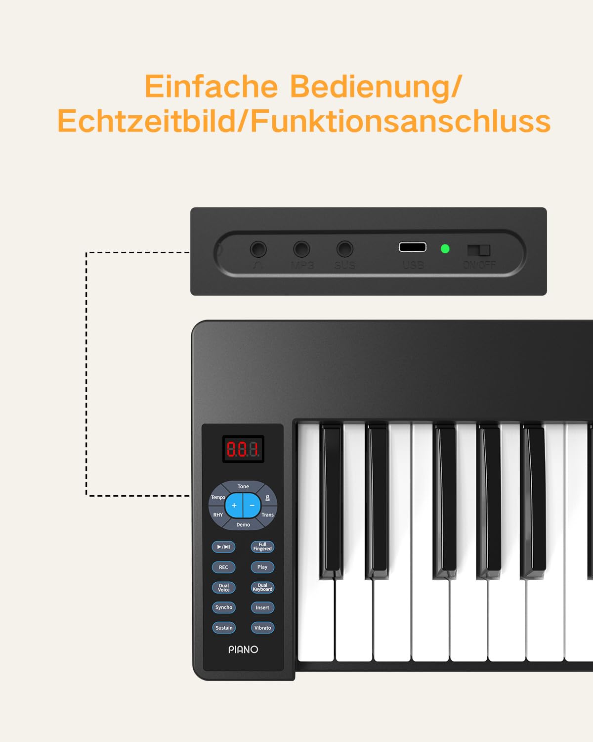 Faltbares Klavier 61 Tasten mit MIDI & Bluetooth – Tragbares Piano Keyboard Set für Anfänger, Kinder & Erwachsene – Ideal für Reisen, Zuhause, Musikunterricht & Geburtstagsgeschenk
