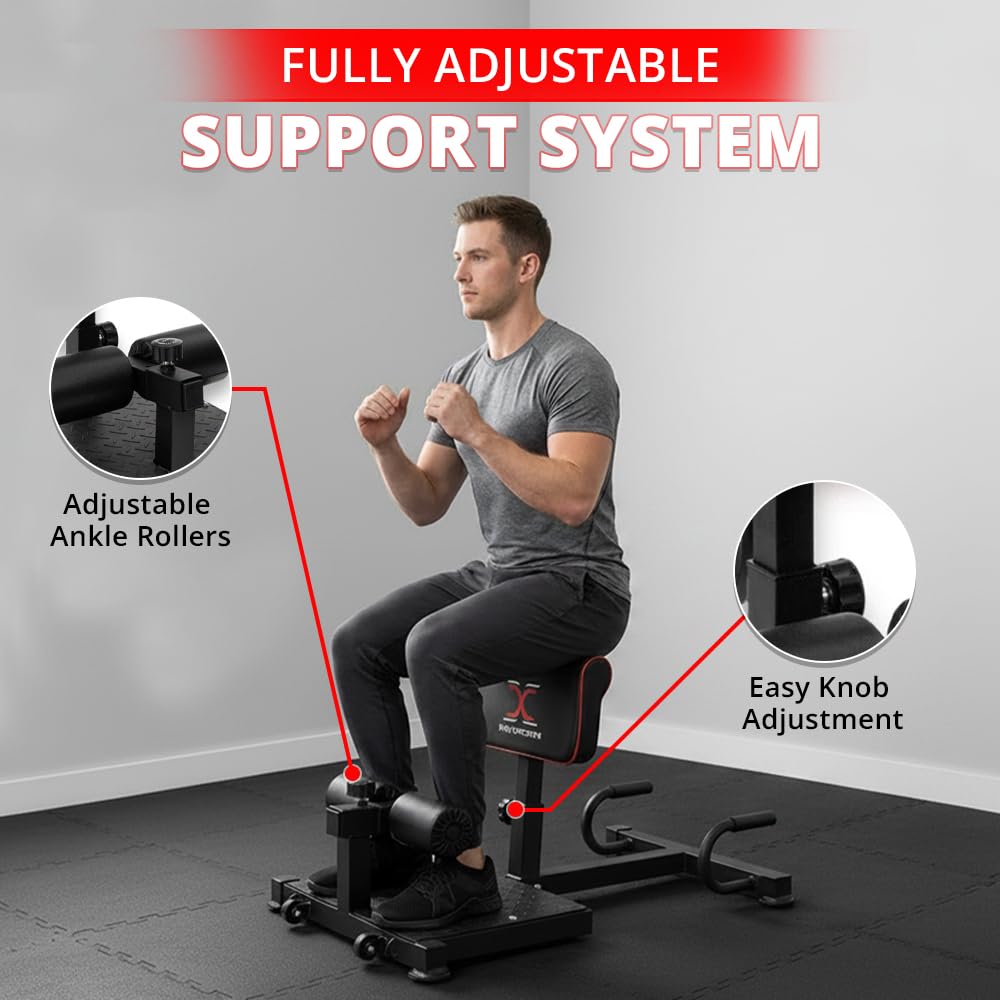 Max Strength Sissy Kniebeugenbank, strapazierfähig, Beinmaschine, Fitness, Fitnessstudio, Unisex, für Unterkörper und Rumpftraining, Trainingsgerät mit Widerstandsbändern