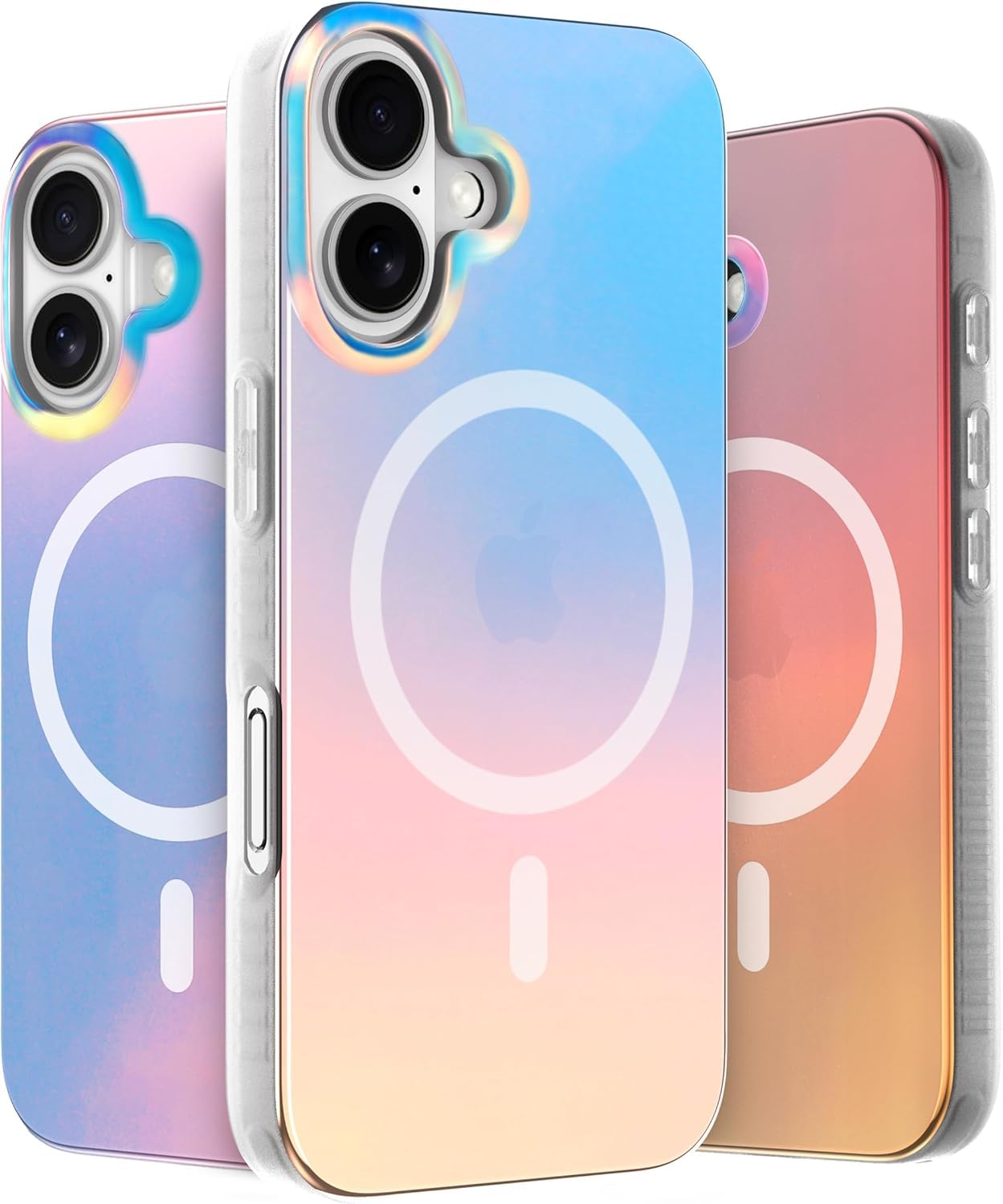 LONLI Hue - iPhone 16 Case - Holographic Iridescent Smartphone Case [MagSafe Compatible] - Cute, Unique and Beautiful Shock Absorption Cover, Perfect for Women and Girls