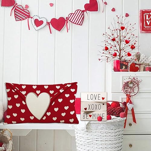 Miniatura 4 de RABUSOFA Red Valentines Pillow Covers 12x20 Love Heart Decorative Valentine Pillow Case Decoration Holiday Party Gifts Decoration for Home Sofa