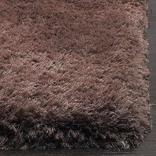 Image of Non Shedding Shaggy Carpets for Living Room 4x4 feet Square Soft Fluffy Solid Plain Fur Rugs Bedroom Floor Brown Color
