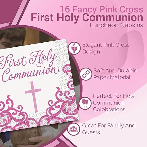 Miniatura 6 de Mantel rectangular de plástico con cruz rosada, 54 x 84 pulgadas (1 unidad), elegante, desechable e impermeable, esencial para fiestas religiosas y