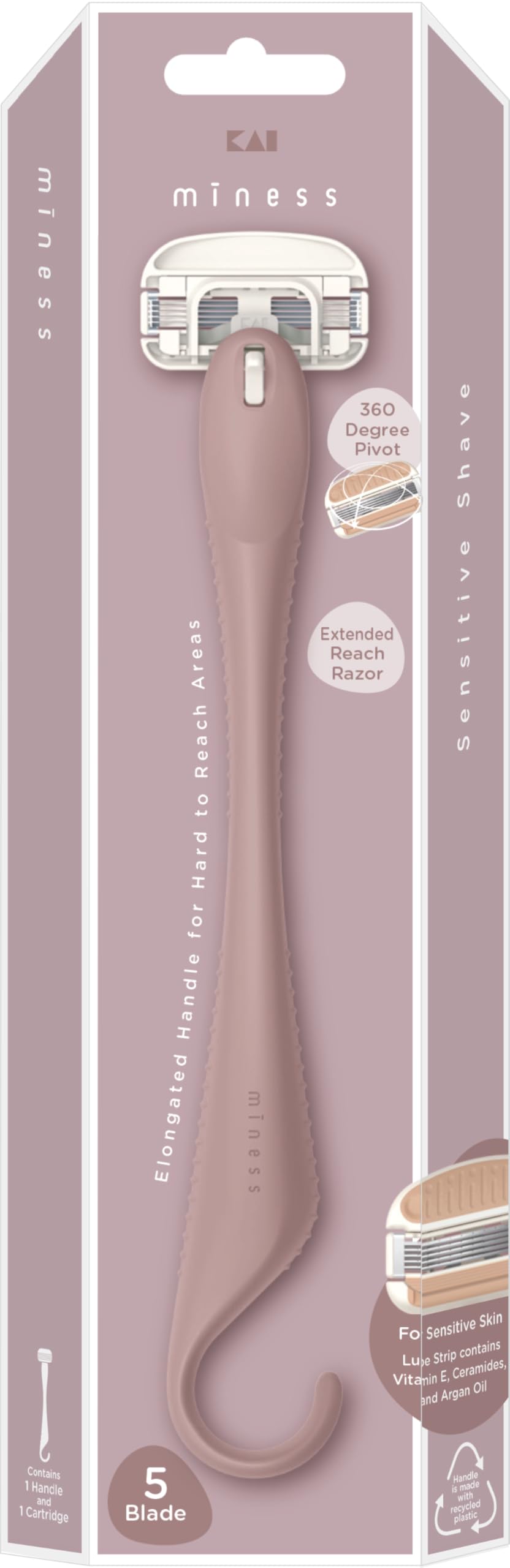 Kai Miness Extended Reach Body Razor Gentle Beauty Groomer for Hair Removal Ideal for Shaving in Hard-to-Reach Areas