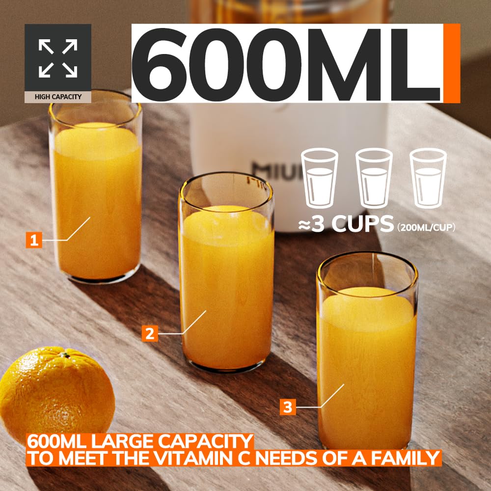 MIUI Electric Citrus Juicer Orange Lemon Fruit Squeezer Grapefruits Machine Extractor BPA-Free, Large Volume, Limes,Stainless Steel, Easy to Clean With New Ultra-850W Powerful Motor Dishwasher-safe