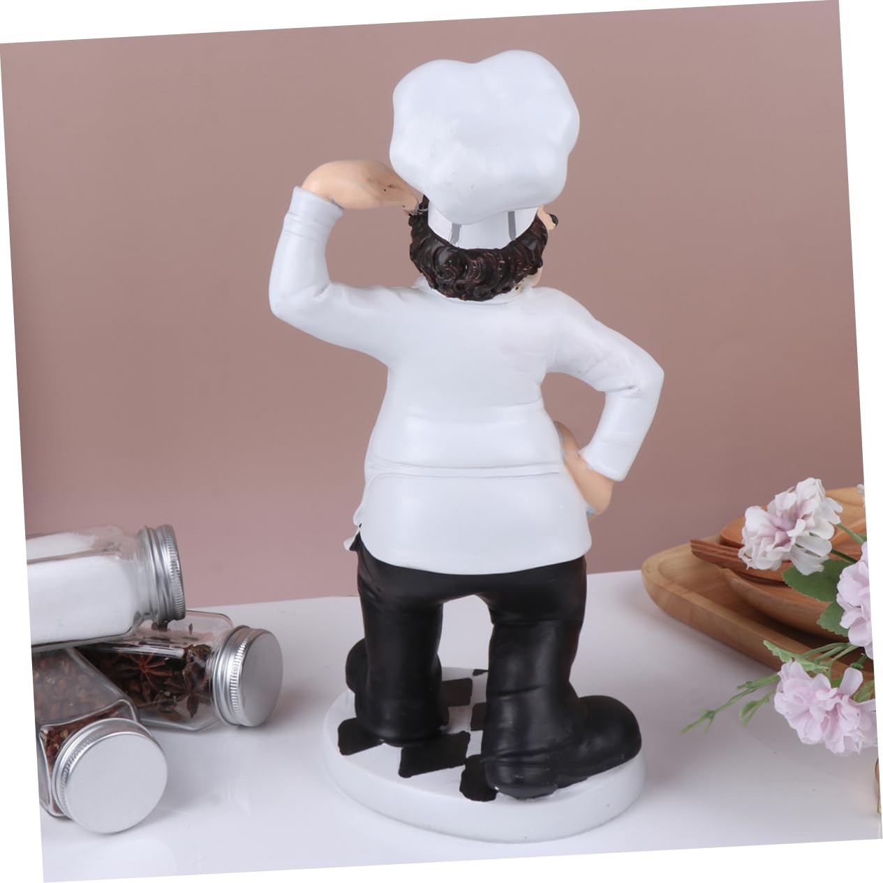 Chef Ornamento da Tavolo Raffinato in Resina Statuetta Bianco Stile Europeo Decorazione Stabile e Portatile per Casa, Pasticceria e Caffetteria