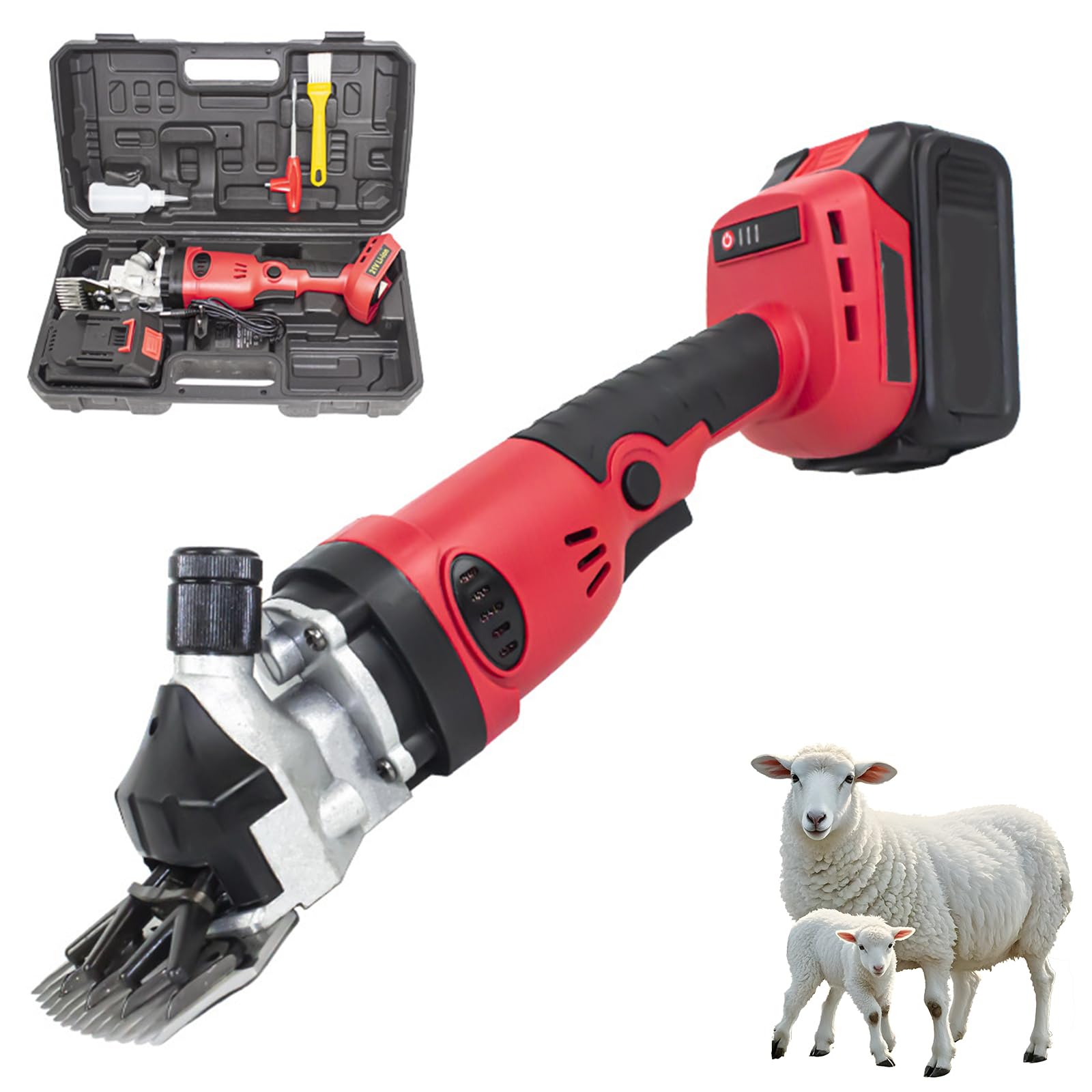 Forbici per Pecore a Batteria, Forbici per Pecore Elettriche Professionali a Batteria con Doppia Regolazione della Velocità, Lama Diritta a 13 Denti, Motore Senza Spazzole, Tosatrici Elettr 1 Battery