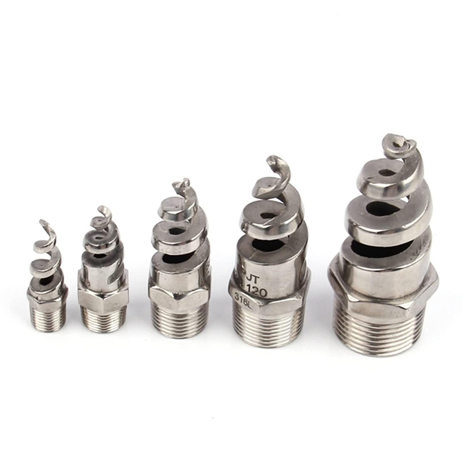 Connecteur d'irrigation goutte à goutte de brume de jardin, filetage externe, buse en spirale en acier inoxydable 316L, arroseur de jardin, buse d'arrosage d'irrigation de pelouse 5pcs 1"