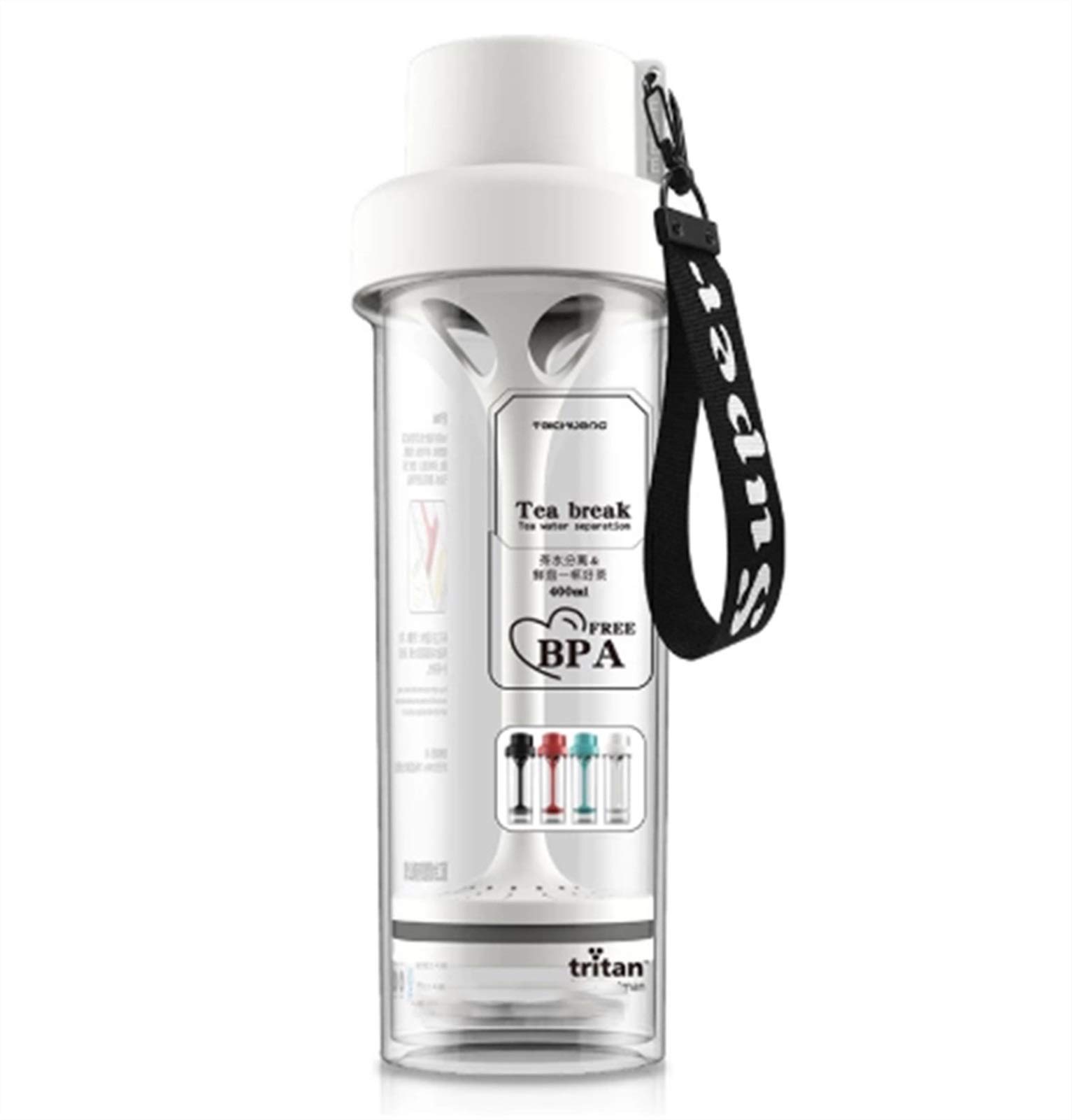 Lemon Water Bottle BPA Free Tea Cup Fruit Mug Infuser Juice Shaker Sports Tour Hiking Portable Climbing Camp Bottles (Color : White)