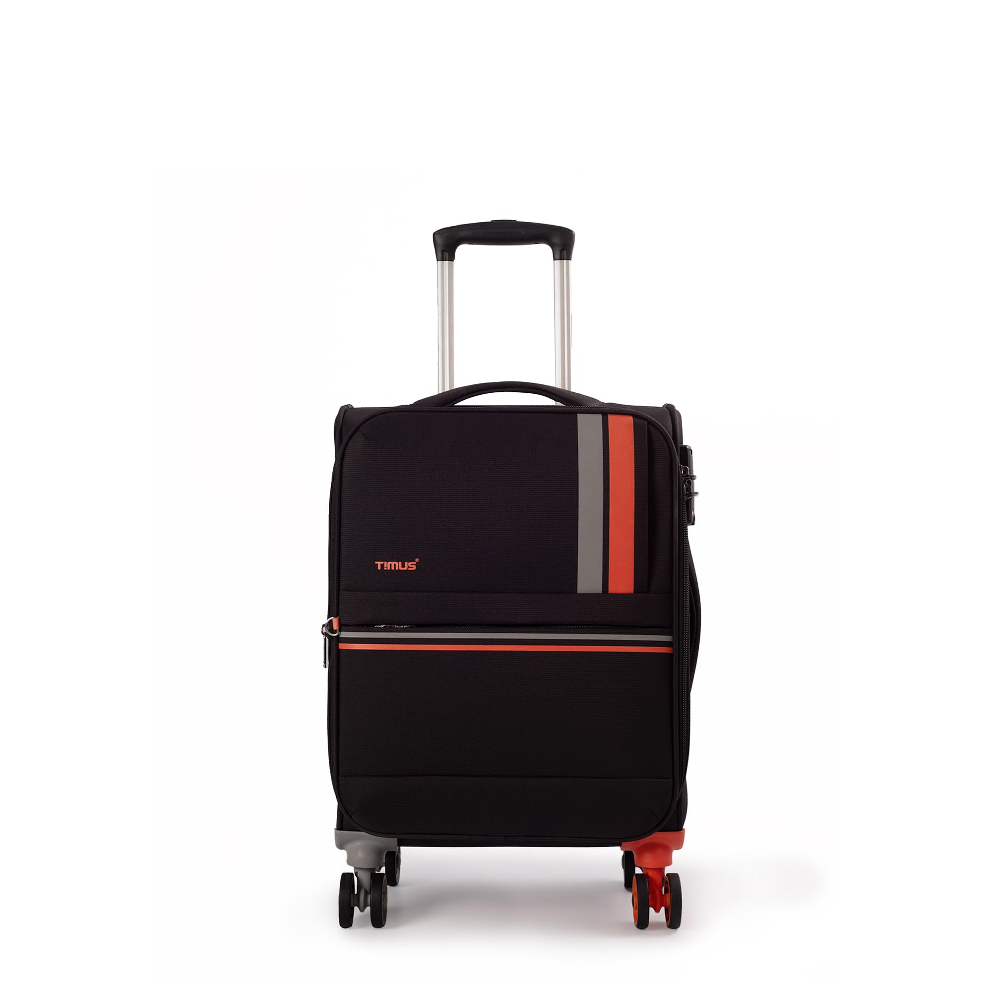 timus Sportive Soft Sided Premium Polyester 8 Wheels with 360 Degree Rotational Small Cabin Trolley Bag|in Built TSA Lock Luggage for Travel| Travel Suitcase for Men and Women -58 CM (Black Color)-picture-36